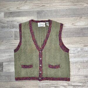 Vintage Portraits by Northern Isles hand knit sweater vest green small R31